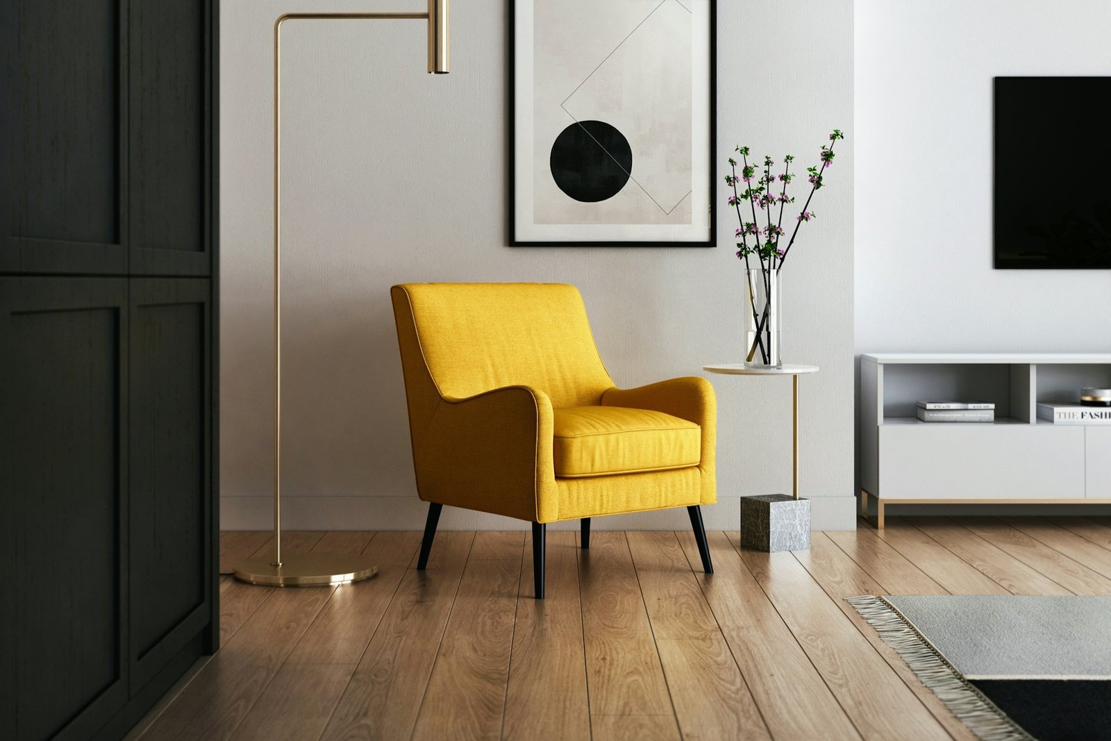 Gewölbter Laminatboden in einer Wohnung mit sichtbarer Wand